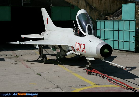 Although 0209 is in theory a Chengdu F-7A, the aircraft was one of 37 built at the Shenyang factory in China before production was switched to Chengdu. Stored at Tirana-Rinas in airworthy condition, the jet has been offered for sale. Chengdu F-7A