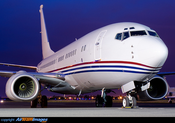 Boeing's BBJ1 demonstrator seen parked at Paris Le Bourget during Paris Air Show 2011 Boeing Business Jet BBJ