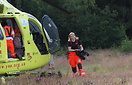 The Yorks Air Ambulance in a Forest Location attending a Climbing inci...