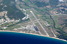 Overview of Ajaccio Napoleon Bonaparte Airport, Corsica, France.