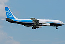 This rare 707 makes its first test flight. Painted in "dreamliner" col...