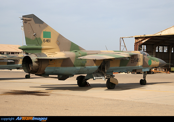 MiG-23MLD 6461 of 1023 Sqn was recently caught on film by Sky TV in late August at Mitiga, having survived the ongoing war in Libya. Mikoyan Gurevich MiG-23MLD