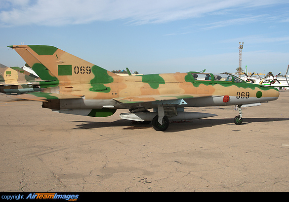 MiG-21UM 069 from 1021 Sqn Tobruck at Mitiga in 2007. Mikoyan Gurevich MiG-21UM