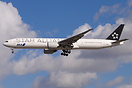 An ANA 777 landing at LAX airport