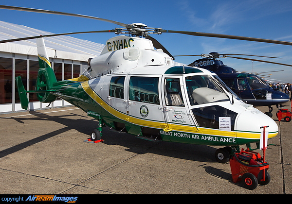 Great North Air Ambulance Eurocopter AS-365 Dauphin 2 G-NHAC operated in conjuction with Multiflight of Leeds. Eurocopter AS-365N2 Dauphin 2