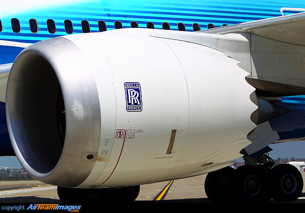 The Boeing 787 flew into Sydney on her first visit to Australia for two days to help celebrate Qantas' 91st birthday Rolls Royce Trent 1000 Engine