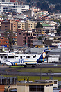 LAS Boeing 727 at Quito airport with a view of the city surrounding th...