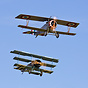 WWI biplane formation with Fokker DR1 Triplane (G-CDXR) in German Air ...