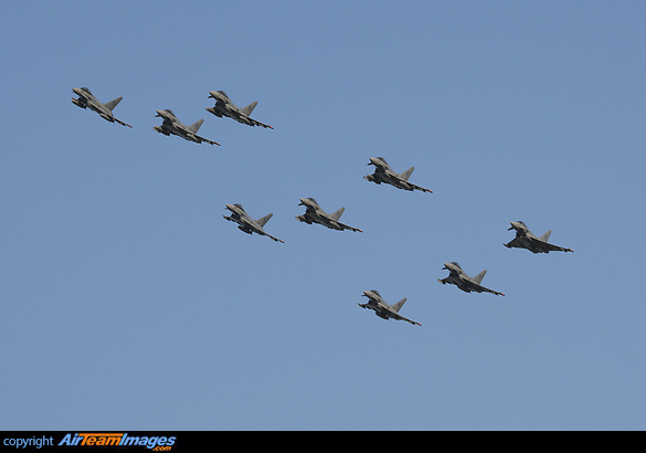 Nine aircraft from 6 Sqn performed a diamond formation flypast at the Leuchars sunset ceremony at the end of the 2012 Jubilee airshow. Eurofighter Typhoon FGR4