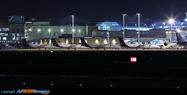 From left to right G-ECOH, G-JECY, G-ECOI & G-ECOK :The 4 Bombardier Dash 8-402 in Brussels Airlines fleet. Bombardier Dash 8-402Q