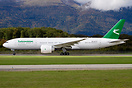Turkmenistan Airlines Boeing 777 departing from Geneva airport.
