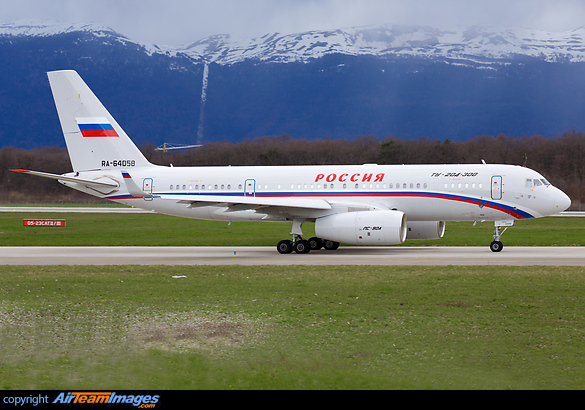 Rossiya Russian Airlines Tupolev 204-300 RA-64058 taxiing in at Geneva airport Tupolev Tu-204-300