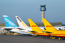 A typical evening scene on the DHL cargo ramp at East Midlands Airport