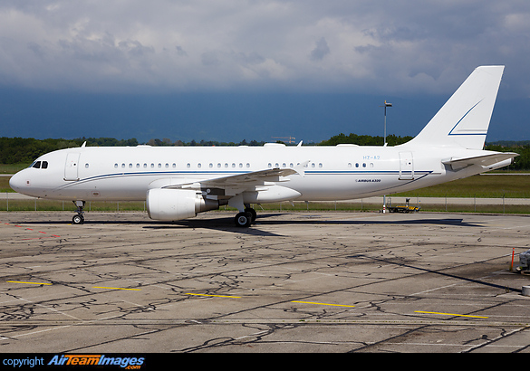 A corporate Airbus ACJ320 HZ-A2 parked at GVA airport Airbus ACJ320