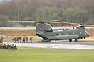 Chinook HC3 collecting troops at Carlisle during Exercise Joint Warrio...