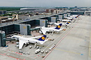 The new terminal A extension pier with the long-distance train station...