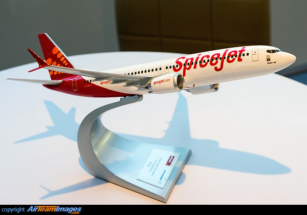 A model of the Boeing 737 MAX 8 in Spicejet livery. Spicejet and Boeing have announced a deal for 44 Boeing 737 MAX 8, valued at 4.4 Billion dollars at list price. Boeing 737-MAX 8
