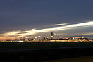 The Amsterdam Schiphol skyline at dusk