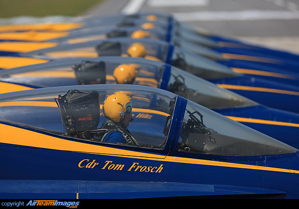 The 2014 US Navy Blue Angels Flight Demonstration team sits in the respective aircraft prior to departure. Blue Angels