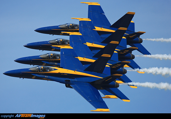 The 2014 US Navy Blue Angels Flight Demonstration diamond in formation pass. Blue Angels