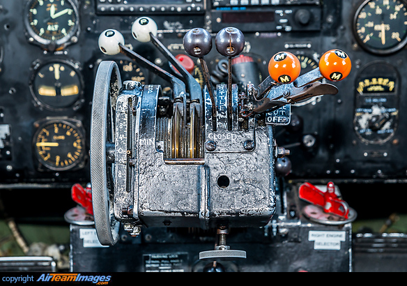 Throttle unit with handwritten markings. On display at ILA 2014. Douglas C47B Dakota 4 (DC-3)