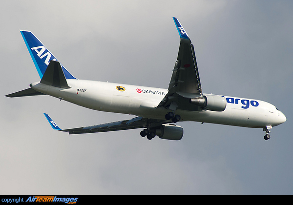 ANA Cargo 10th Boeing 767 Freighter JA605F and is their first winglet-equipped 767 freighter and has new titles and "Okinawa" stickers. Boeing 767-316F/ER