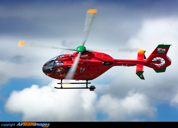Call sign 'Helimed 57 Alpha' departing Swansea on a Red call Eurocopter EC-135T-2+