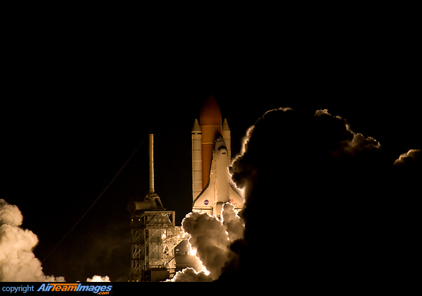 8:34 p.m - "We're looking forward to lighting up the night sky and rewiring the ISS," - Commander Polansky. 8:47 p.m. -" Ten... nine... eight... we have a go for main engine start... five... four... three... two... one... booster ignition and liftoff of the Space Shuttle Discovery, lighting up the night-time sky as we continue building the International Space Station." - NASA Rockwell Space Shuttle