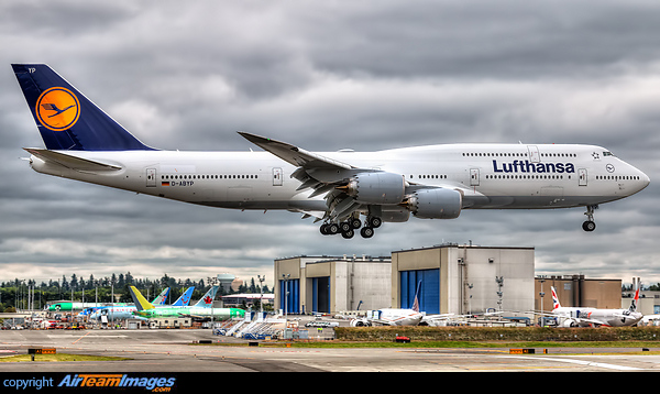 Lufthansa B747-830i D-ABYP C/N 37839 is now in its final stage of customer test flights. This is the 1500th B747 off the line and will carry the celebratory markings above the registration upon entering service. Boeing 747-830