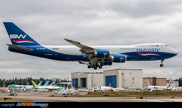 Silkway Boeing 747-83QF 4K-SW881 C/N 44444 L/N 1493 has finally taken to the air for test flights.
Silkway's two orders have been sitting on the ground waiting for funds. It is now said that this one should take delivery this summer and the second one will go into storage until the end of the year. Boeing 747-83QF