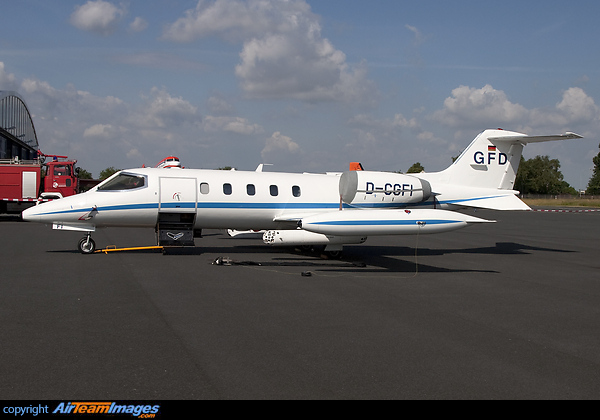 This is the Learjet 35 that was involved with a mid-air collision with a German Air Force Eurofighter Typhoon on 23rd June 2014. The Eurofighter involved in the collision was badly damaged but landed safely but the Learjet came down in woodland near the town of Olsberg. Gates Learjet 35A