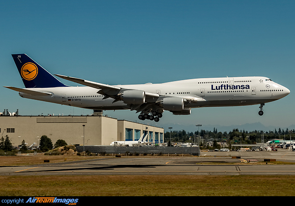 The newest Lufthansa Boeing 747-830 C/N 37840 L/N 1503 with the registration D-ABYQ returning to Paine Field after its B-1 flight. Boeing 747-830