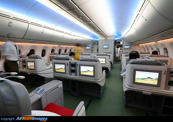 Ethiopian Airlines "Cloud 9" business class cabin. Boeing 787-8 Dreamliner