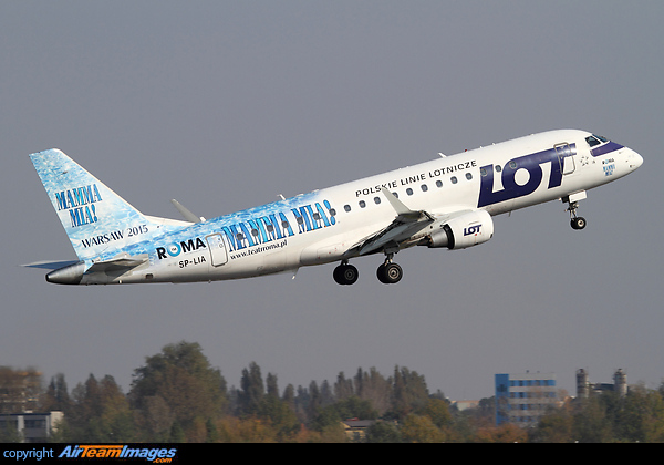 This Embraer 175 was recently painted into this special color scheme to promote music theatre "Roma" and its latest play "Mamma Mia!" Embraer ERJ-175LR