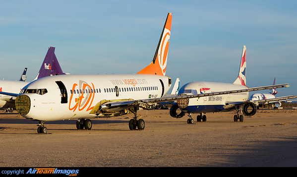 A broken-up GOL Boeing 737 PR-GOF and a broken-up British Airways Boeing 737 G-DOCU seen at Victorville airport Boeing 737-76Q