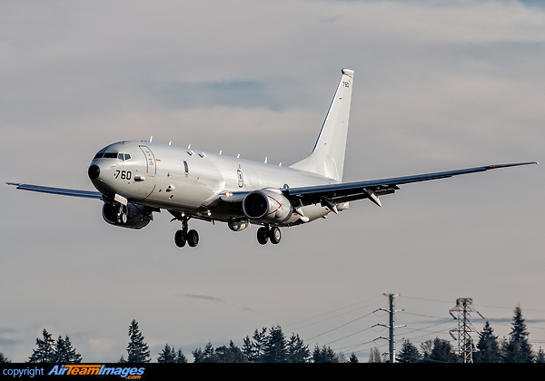 US Navy Boeing P-8A Poseidon (737-8FV) C/N 42256 L/N 4898 168760 returning to Boeing Field after a Navy training flight. Boeing P-8A Poseidon