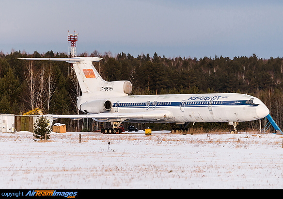 Stored at a remote part of the airfield. Tupolev Tu-154B-1