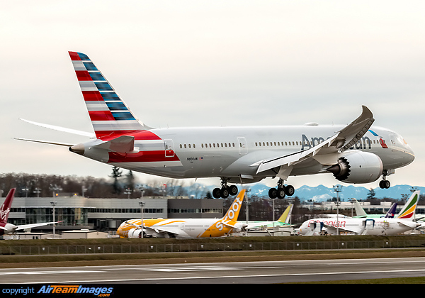 American Airlines Boeing 787-8 Dreamliner - cn 40618 / ln 241 N800AN arriving back at Paine Field after its first flight January 6th, 2014. This is the first Dreamliner to be delivered to the airline. Boeing 787-8 Dreamliner