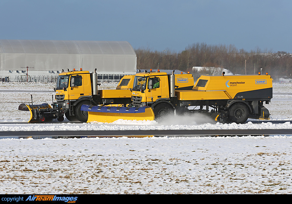 Snow clearance on one of the runways at Manchester. Runway Snow Clearance