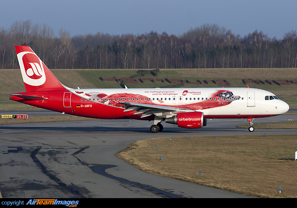 This Air Berlin Airbus A320 is promoting their bonus program "Topbonus". Airbus A320-214