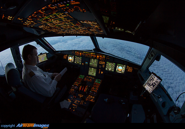 Cruising above France shortly before sunrise, using Ipads as EFBs Airbus A319-100