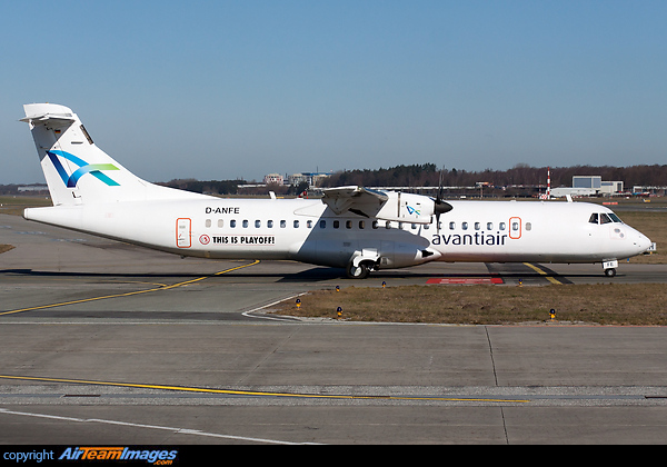 D-ANFE wearing the new Avanti Air livery. ATR 72-202