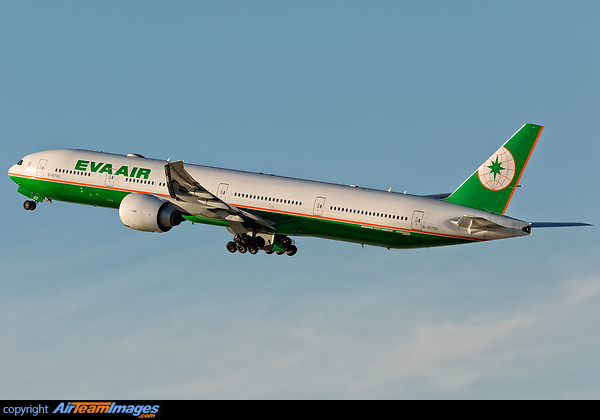 EVA Airways Boeing 777-36N(ER) - cn 41820 / ln 1213 B-16720 climbing out over the Pacific Ocean from LAX 2/11/15. Boeing 777-36N/ER
