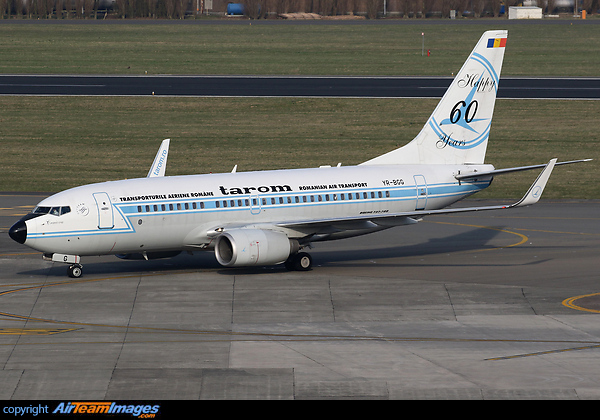 "Happy 60 Years" sticker on the tail Boeing 737-78J