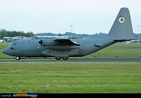 Afghanistan Air Force Lockheed C-130H Hercules, 1665, arriving at Shannon during its delivery flight. Lockheed C-130H Hercules