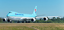 Korean Air Lines Cargo's latest Boeing 747-8B5F to take off runway 34L...