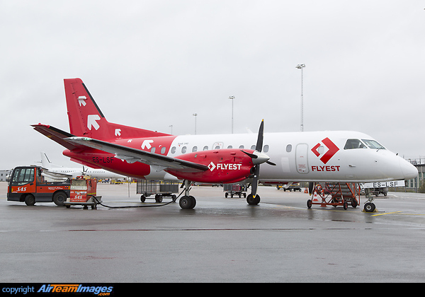 FlyEst is a passenger offshoot of AirEst operating this its first Saab 340 aircraft - still in in its previous owners OLT Express basic colors. Saab 340A