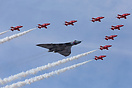 The Avro Vulcan in its final display season, in formation with the Red...