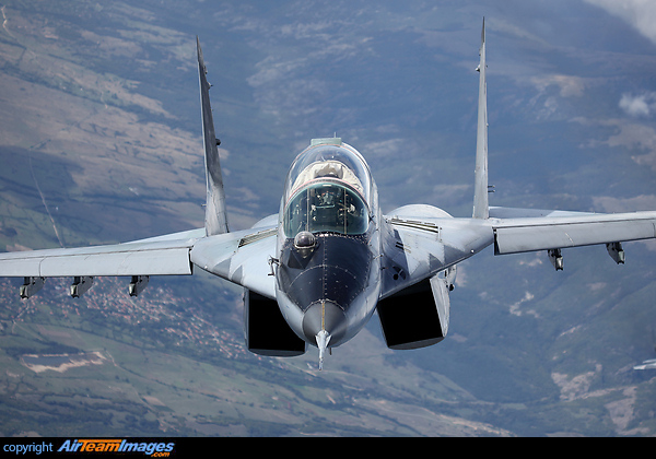 Bulgarian Mig 29 on an Air Policing exercise. Mikoyan Gurevich MiG-29U