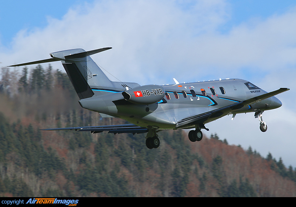 The second prototype of the Pilatus PC-24 is seen here departing runway 07 in a fresh and striking livery to perform one of several testflights in central Switzerland. It first flew on November 16th 2015 Pilatus PC-24